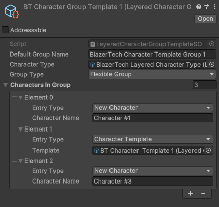 Layered Character Group Template Example